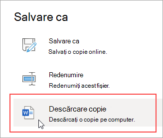 Salvare ca - Descărcați o copie