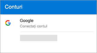 Outlook pentru Android vă poate găsi automat contul de Gmail.