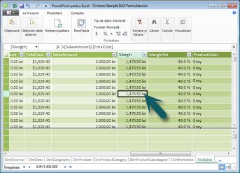 Contextul de rând în PowerPivot