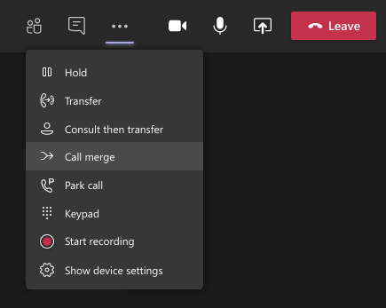 Call merge button in menu