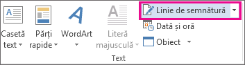 Comanda Linie de semnătură pe fila Inserare