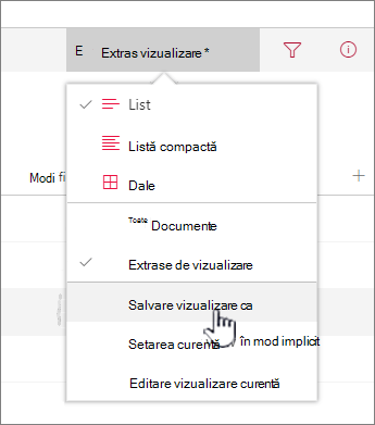 Faceți clic pe Salvare ca pentru a salva vizualizarea actualizată sau nouă