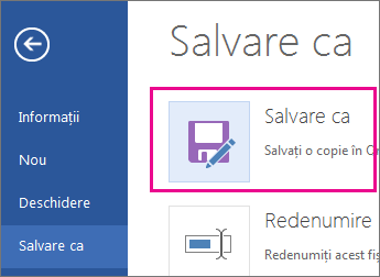 Salvarea unei copii în OneDrive