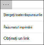 Opțiunea Mai multe opțiuni din Microsoft Forms