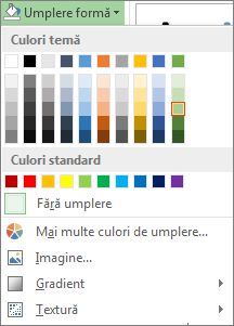 Shape Fill color options menu