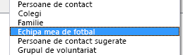 Agenda nouă apare în caseta de dialog Agendă din lista verticală Agendă.