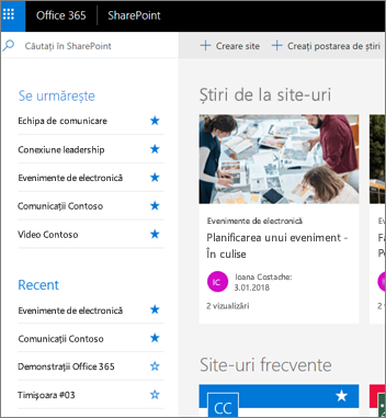 Pagina de pornire SharePoint Online