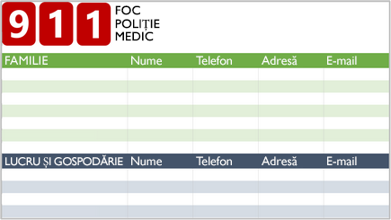 Imagine conceptuală cu o listă de persoane de contact