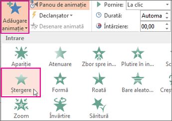 Adăugarea unui efect de animație în PowerPoint