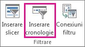 Inserare cronologie pe fila Analiză