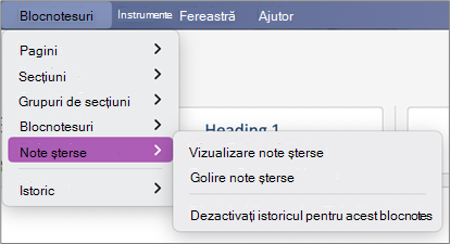 Blocnotesuri > Note șterse > Vizualizarea notelor șterse