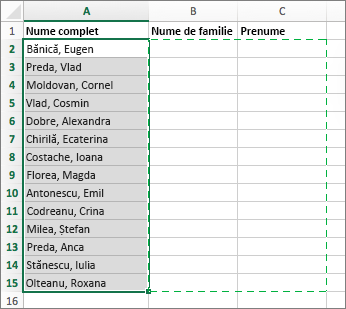 Select the cells where you want to paste your split cells