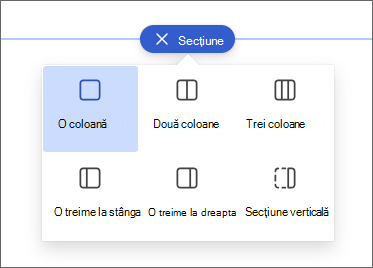 Captură de ecran a panoului de selectare a coloanei.