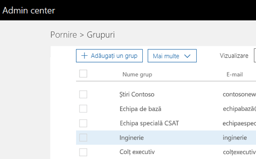 Selectați grupul pe care doriți să-l gestionați din această listă centrală a grupurilor dvs.