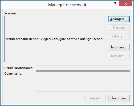 Scenario Manger wizard