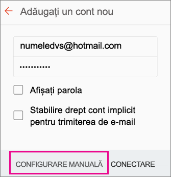 Alegeți configurarea manuală