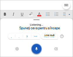 Captură de ecran cu Dictarea pe telefonul Android.