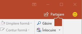 Butonul Partajare în panglica din PowerPoint 2016