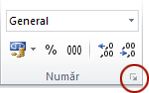 Butonul Lansator casetă de dialog din grupul Număr