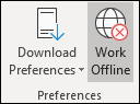 Work Offline selected