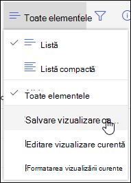 SharePoint Online List View Menu Save As Option