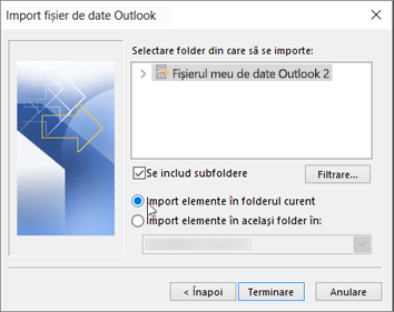 Alegeți "Import elemente în folderul curent"