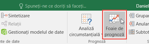 Butonul Foaie de prognoză din fila Date