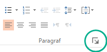 În grupul Paragraf, faceți clic pe butonul lansator din colțul din dreapta jos pentru a deschide caseta de dialog Paragraf