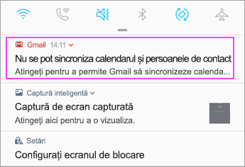 Deschideți bara de notificare