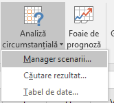 Accesați Managerul de scenarii din Prognoza > de date? Analiză What-If