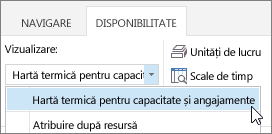 Alegeți Hartă termică de capacitate și angajamente din lista Vizualizare