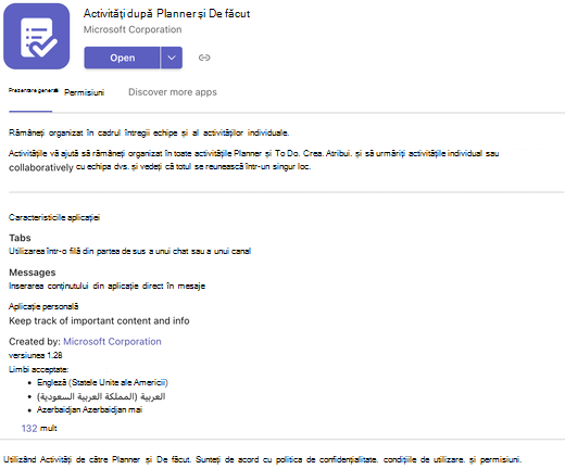 Detaliile aplicației Microsoft Teams Fila Noutăți