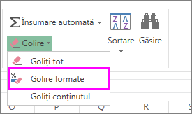 utilizați butonul golire formate pentru a elimina formatarea