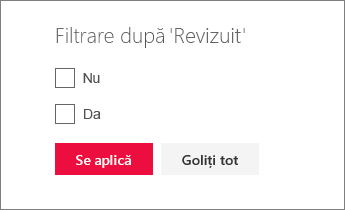 Selectați valorile sau valorile după care doriți să filtrați.