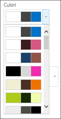 Captură  de ecran cu meniul de selecție a culorii dintr-un site SharePoint nou