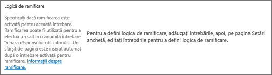 Branching logic section in new question dialog