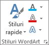 Grupul Stiluri WordArt, afișând doar pictograme