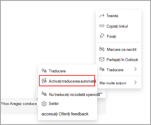 Selectați mai multe opțiuni pentru a activa traducerile automate