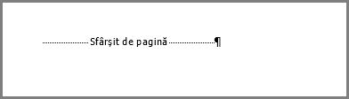 Un sfârșit de pagină în partea de jos a unei pagini în Word