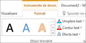 Grupul Stiluri WordArt