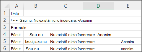 Rezultate din exemplul 2