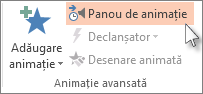 Deschiderea panoului de animație