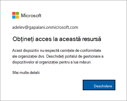 Mesajul de eroare afișat atunci când sunteți conectat la browserul Microsoft Edge.