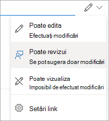 Permisiuni rapide în caseta de dialog Partajare OneDrive