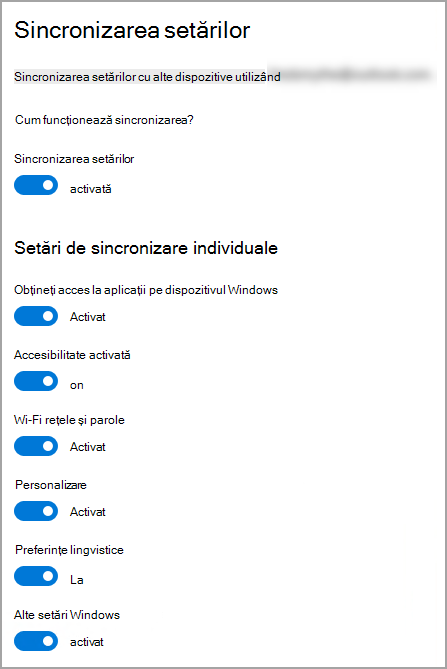 Sincronizați setările în Setări Windows 10.