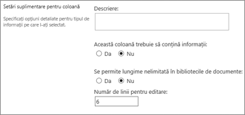 Text coloană multilinie pentru bibliotecile de documente