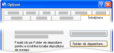 Caseta de dialog Opțiuni Outlook Express