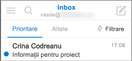 O imagine cu felul în care arată Outlook pe un iPhone.