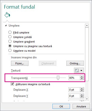 Format Background Transpency Slider