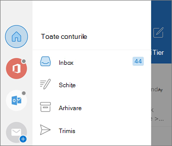 Adăugarea conturilor în Outlook Mobile